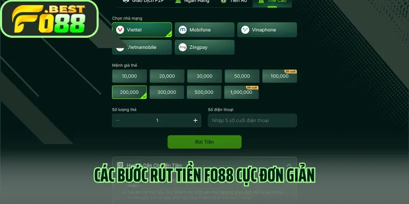 Các bước rút tiền Fo88 cực đơn giản