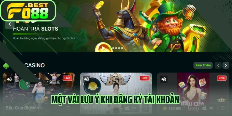 Một vài lưu ý khi đăng ký tài khoản 