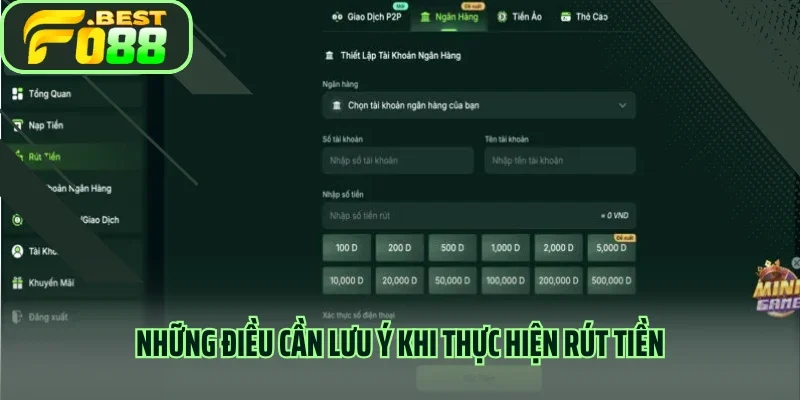 Những điều cần lưu ý khi thực hiện rút tiền
