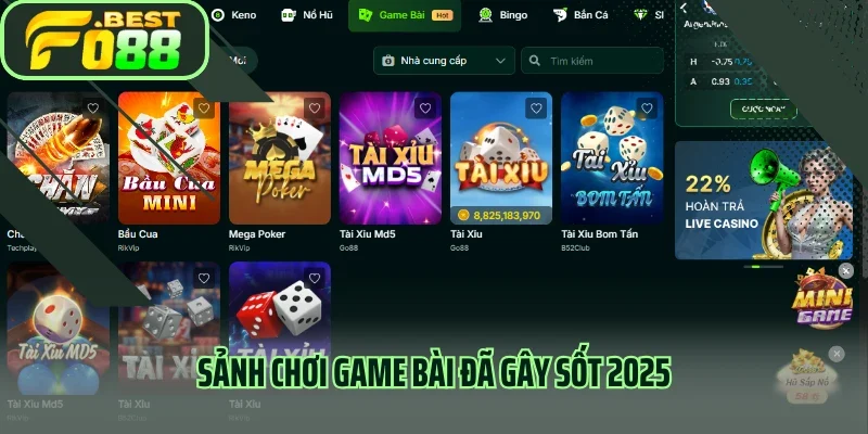 Sảnh chơi game bài đã gây sốt 2025