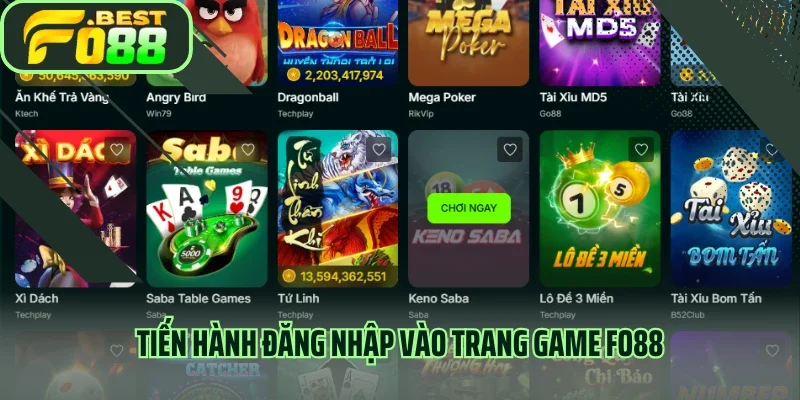 Tiến hành đăng nhập vào trang game Fo88