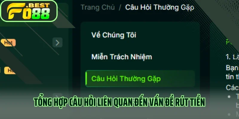 Tổng hợp câu hỏi liên quan đến vấn đề rút tiền